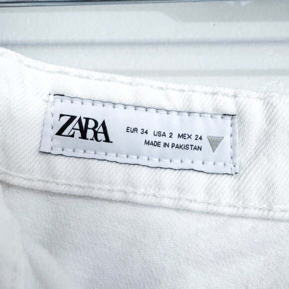 NWT ZARA Jeans Mid-Rise Wide Leg Full Length White Denim Women's Size 2 EUR 34 - Picture 5 of 8